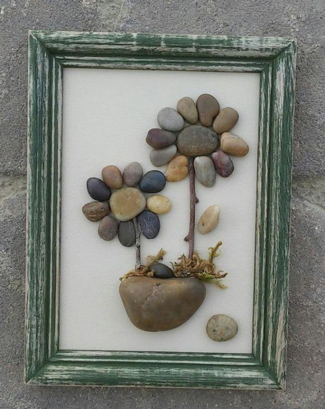 Оригинальные картины из камней: идеи с растениями