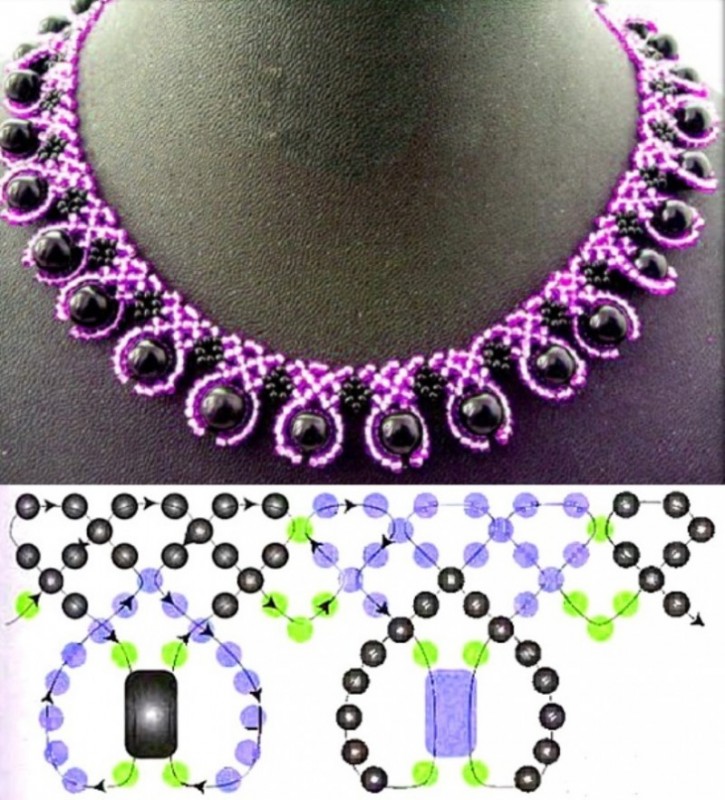 Самые красивые колье из бисера в фиолетовых тонах Самые красивые колье из бисера в фиолетовых тонах