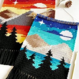 ​Вязаные на спицах и крючком пейзажи