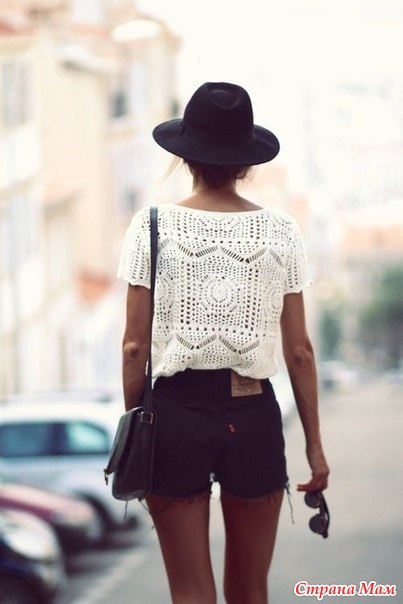 Ажурная туника спицами с узором-зигзагом