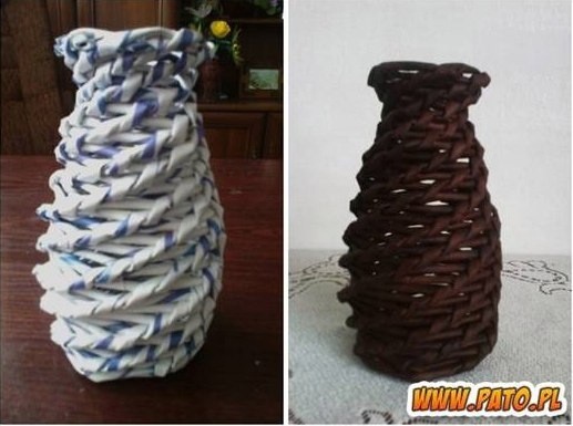 Мастерим вазу из газетных трубочек