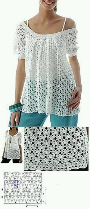 Вязаные туники со схемами узоров