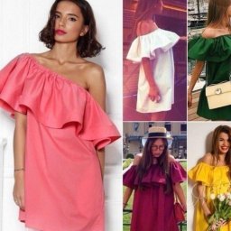 ​Как сшить платье с оборкой (воланом) на плечах