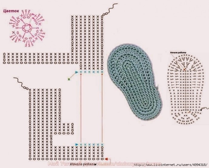 Тапочки с цветком