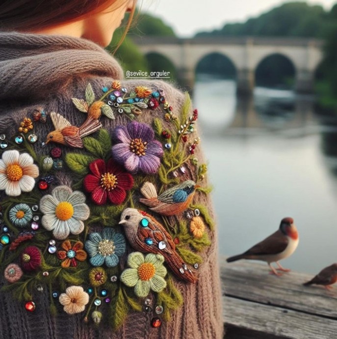 ​Идея объемного украшения шали