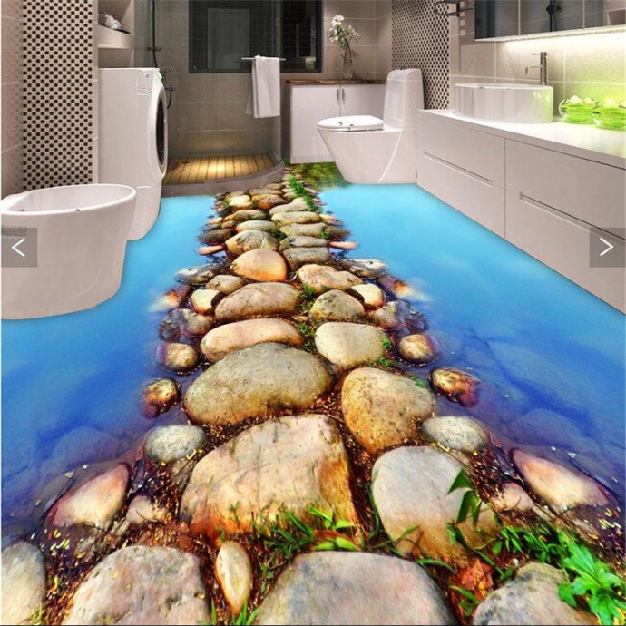 Реалистичный 3D пол в ванной Реалистичный 3D пол в ванной