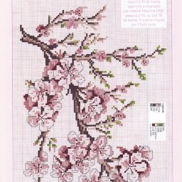 Множество вариантов вышивки цветущей сакуры