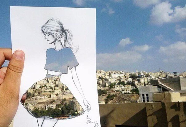 ​Узоры на платьях в прорезях бумаги