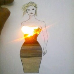 ​Узоры на платьях в прорезях бумаги