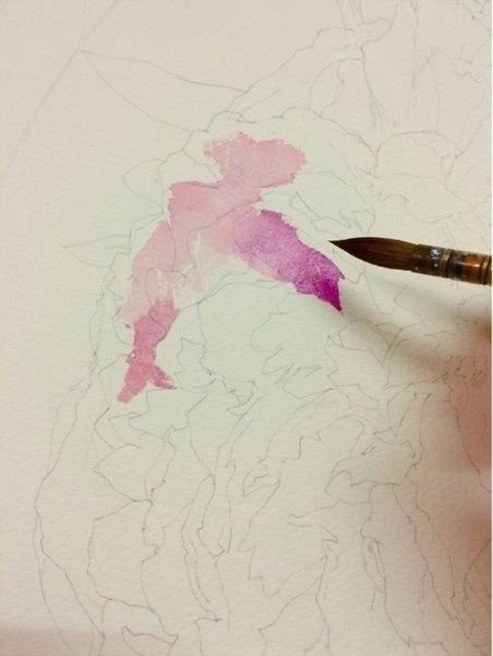 Урок рисования акварелью: шикарный цветок