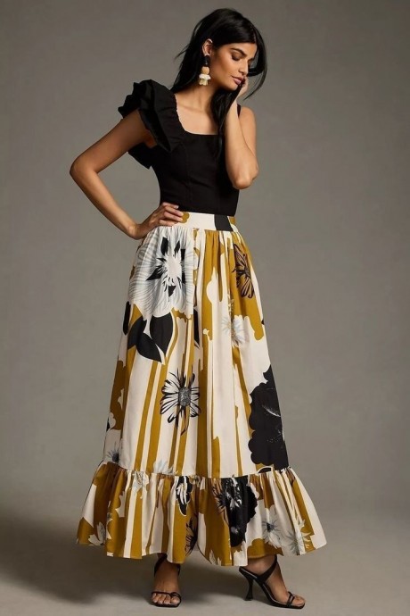 Романтичные юбки с оборками и воланами для любителей макси