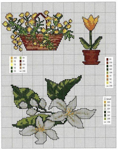 Схемы для вышивки простых и красивых цветов крестиком