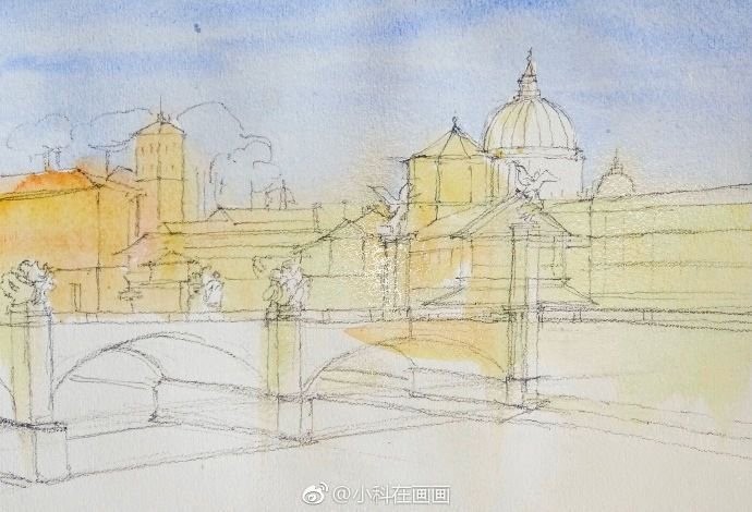 Урок рисования акварелью: старинный город