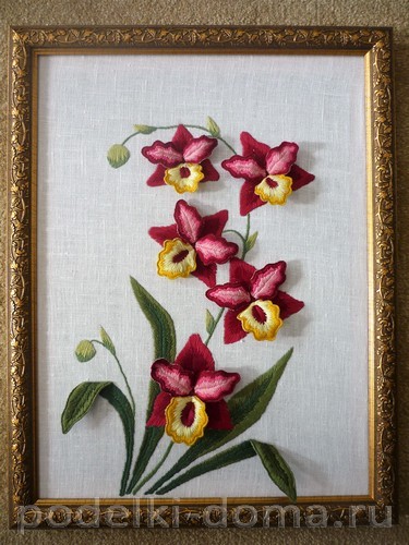 Объёмная вышивка: орхидея