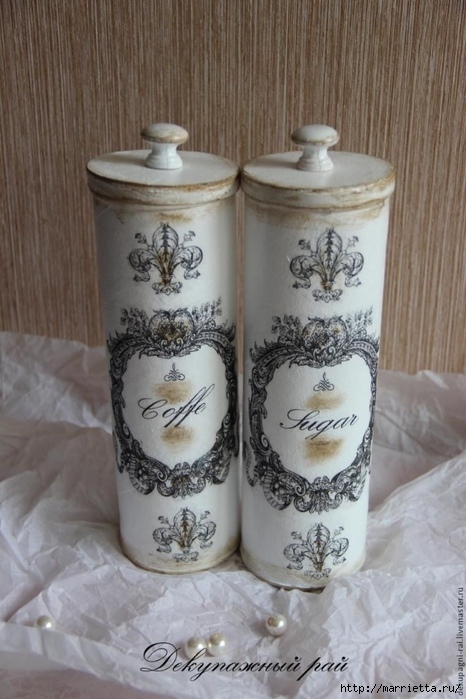 Винтажный декупаж на тубах из-под чипсов
