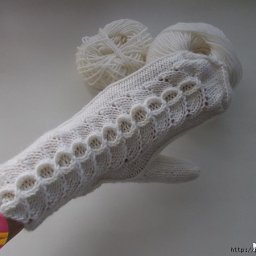 Ажурные варежки спицами