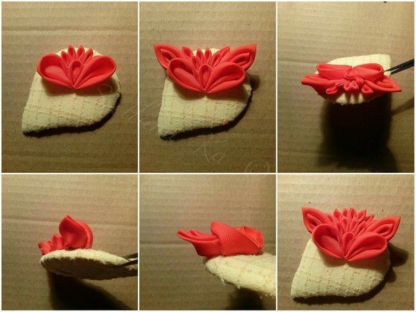 Брошь в виде лисички из лент