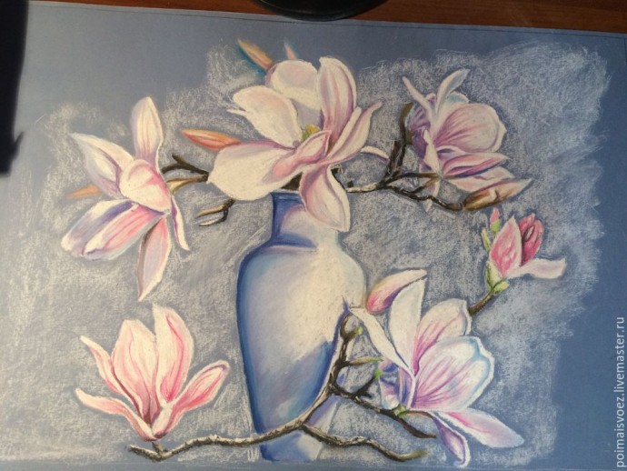 Рисование пастелью магнолии Рисование пастелью магнолии