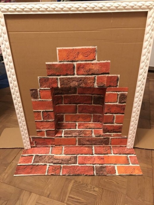 Декоративный камин из коробок