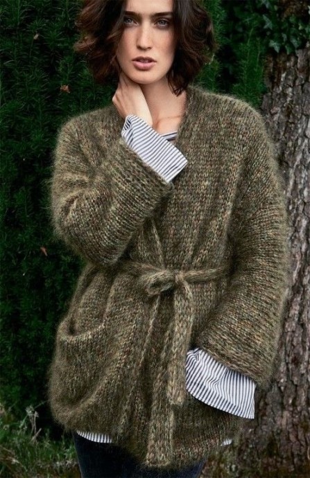 Мохеровый кардиган с поясом Мохеровый кардиган с поясом