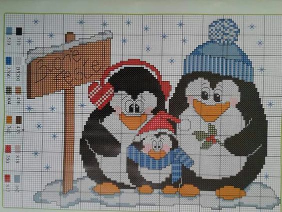 Пингвины: подборка схем для вышивки крестиком