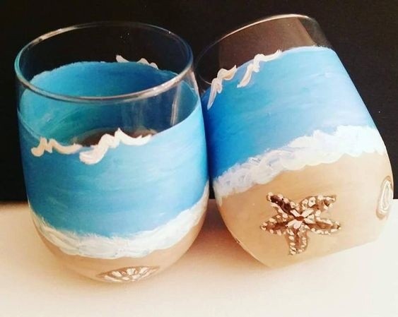 Расписываем бокалы в морском стиле Расписываем бокалы в морском стиле