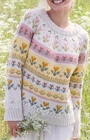 Джемпер спицами "Тюльпанчики"