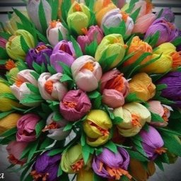 Крокусы из конфет и цветной бумаги: мастер-класс