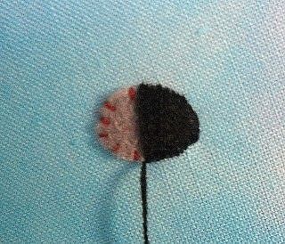 Объёмная вышивка "Божьи коровки"