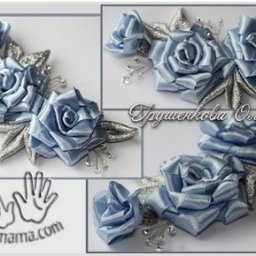 Розы из атласных лент