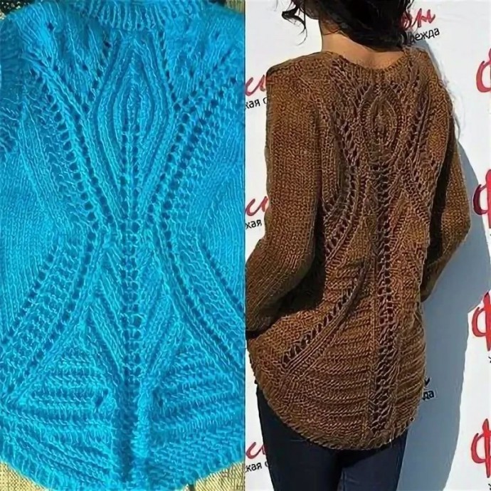 ​Вяжем сами пуловер с ажурной спинкой