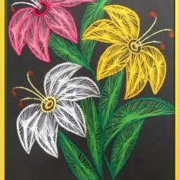 Цветы в технике вышивки изонить с шаблонами