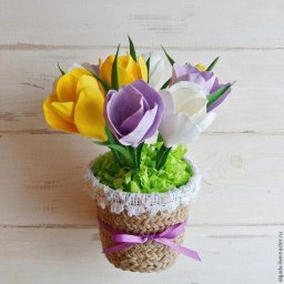 Мастерим крокусы из фоамирана в горшочке: мастер-класс