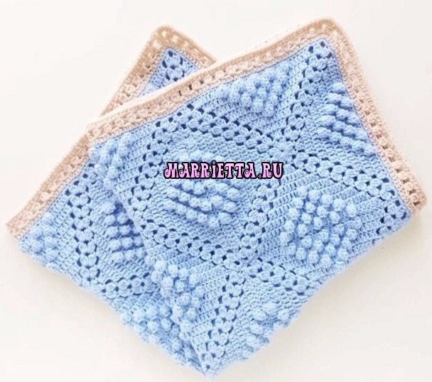 Схема большого мотива для вязания пледа или покрывала