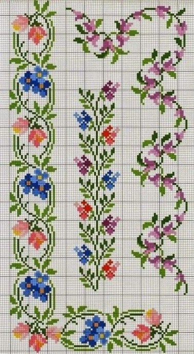 Цветочные орнаменты и бордюры: подборка схем Цветочные орнаменты и бордюры: подборка схем