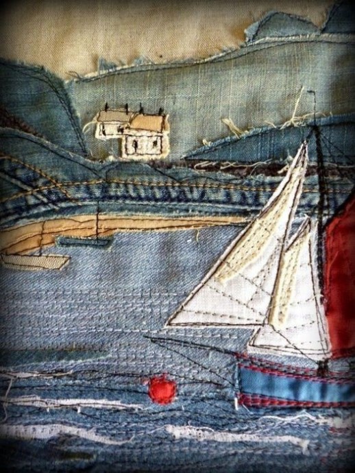 Картины из джинсовой ткани