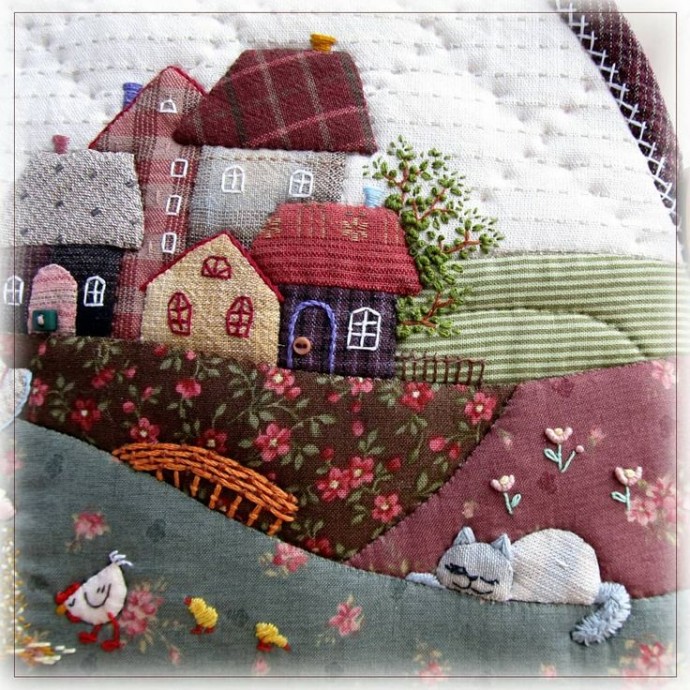 Картины в технике пэчворк: в фокусе дома и домишки