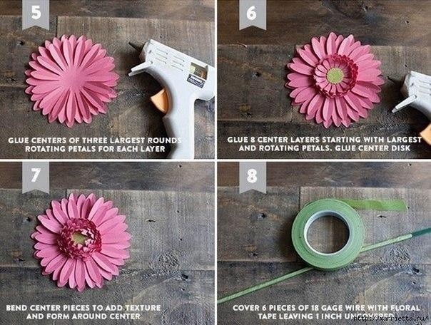 Герберы из бумаги: мастер-класс