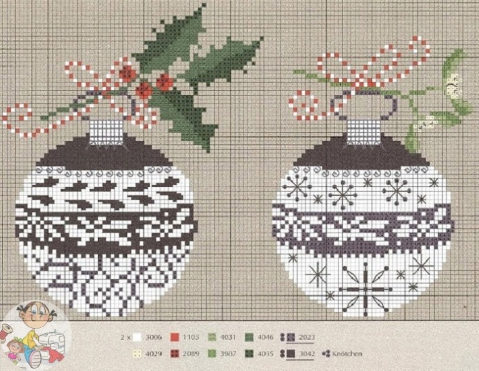 Вышиваем ёлочные шарики