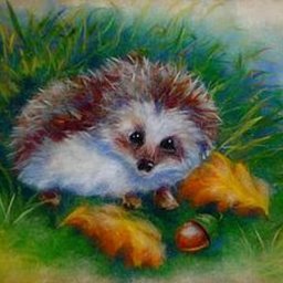 Рисунок шерстью: ёжик в лесу