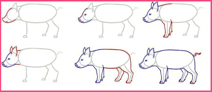 Как нарисовать свинью: много вариантов
