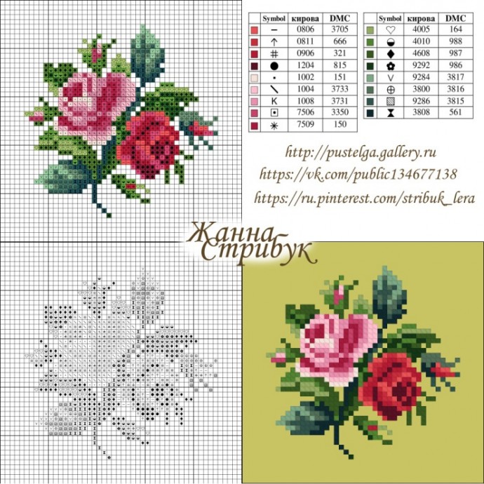 Вышивка крестиком цветочков