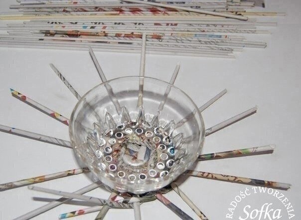 Плетение из газет: круглая корзина