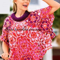 Пончо с кружевными цветами