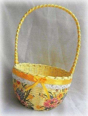 ​Плетём корзинку из газетных трубочек