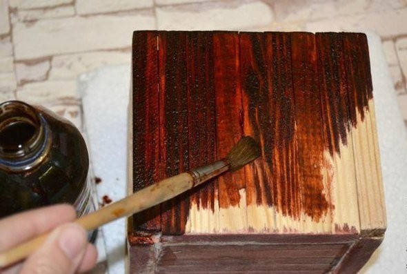 ​Деревянный органайзер с обмоткой бечевкой