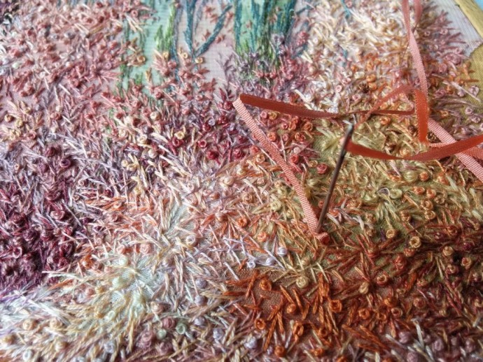 Вышитая картина "Розовый лес"