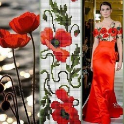 Замечательная яркая идея вышивки: алые маки