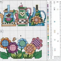 Вышиваем яркие цветы и лейки