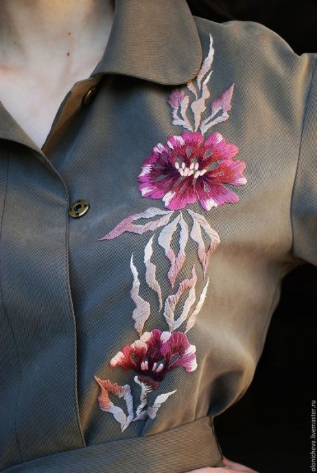​Идеи украшения одежды цветочной вышивкой